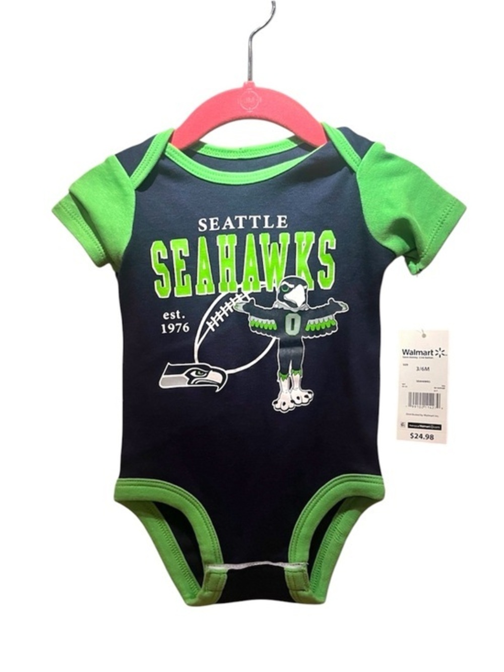 New NFL Seattle Seahawks Bodysuit Onesie Blitz Mascot Size 3-6 Months NWT